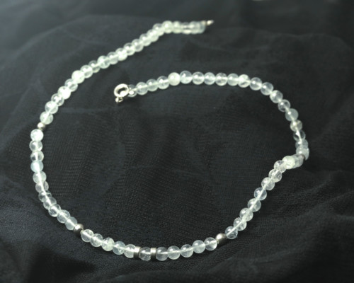 Ketting ronde aquamarijn en zilver, aquamarijnen ketting, snoer, blauwe edelsteen, handgemaakt, drie lengtes, S, M en L