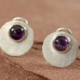 Oorclips clips amethisten amethist paarse edelsteen met zilver gematteerde zilveren handgemaakt LYAM edelsmeden edelsmid