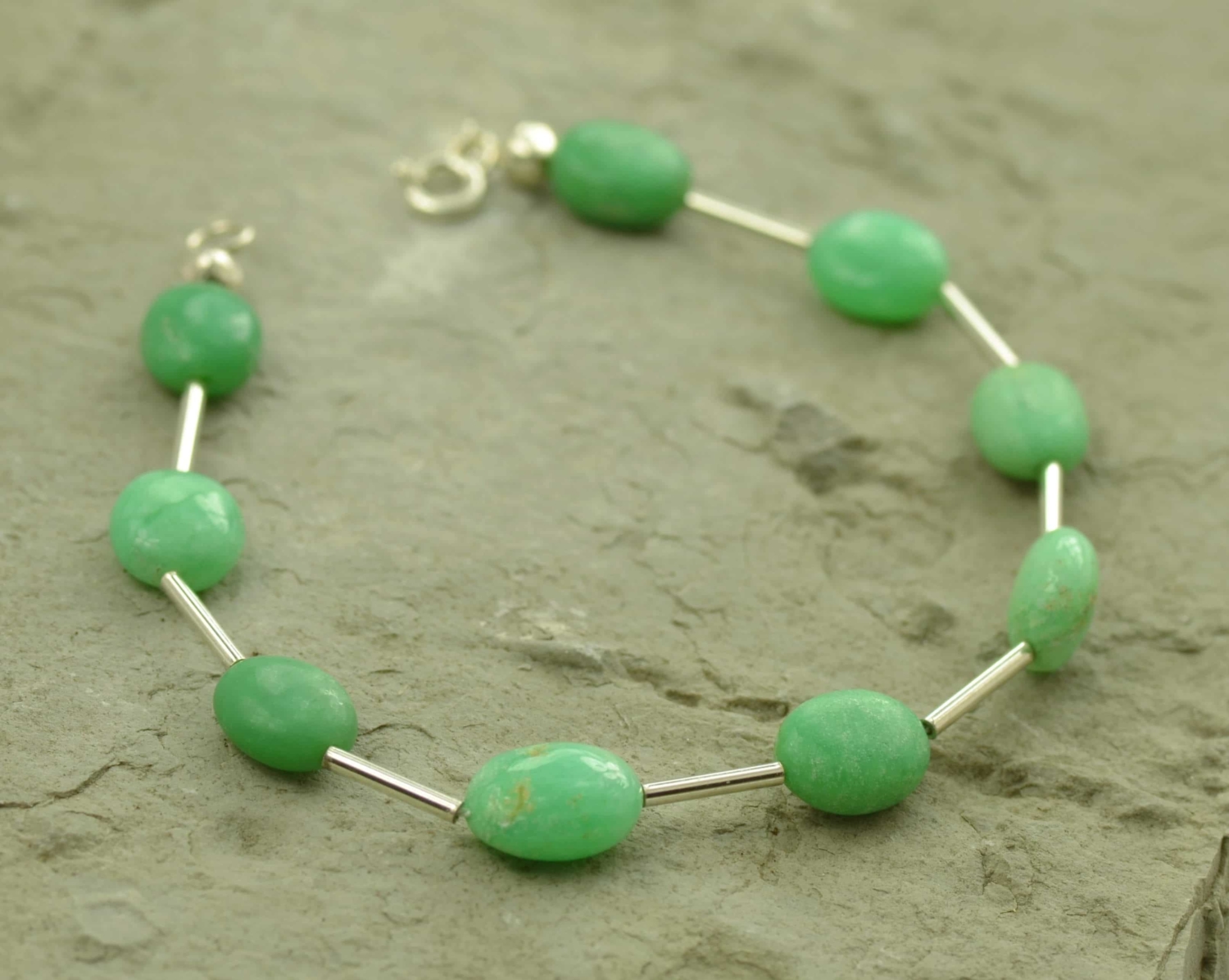 armband chrysopraas en zilver, basic model