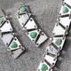 Unieke handgemaakte oorhangers van de edelsmid met groene chrysopraas en zilver. oorsieraad oorsieraden