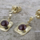 Oorbellen Granaat en goud, oorstekers, gouden, handgemaakt, oorhangers, Grand Cru