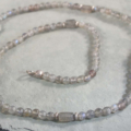Ketting labradroriet en zilver, blauwe, grijze, groene kleurnuances, handgemaakt, snoer