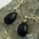 Oorbellen Onyx en zilver oorstekers druppel