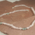 Ketting Rozekwarts en zilver, fluoriet, groene fluoriet, rozenkwarts, rosekwarts, kettingen, snoeren, zilveren, handgemaakt
