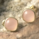 Roségouden oorbellen met roze chalcedoon gerecycled goud handgemaakt