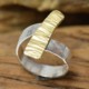 Ring Fly Over van gematteerd en gehamerd zilver en goud, bijzonder ontwerp, langwerpige ring, handgemaakt door LYAM edelsmeden edelsmid Friesland