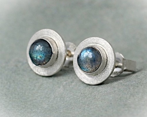 Oorbellen Basic Labradoriet mat, zilveren oorbellen met labradorieten, oorstekers, handgemaakt, mat zilver