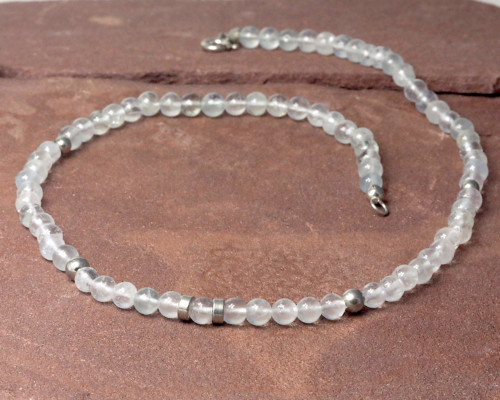 Ketting Basic Aquamarijn Rond, snoer met aquamarijn, zilveren ketting met aquamarijn, handgemaakt door LYAM edelsmeden