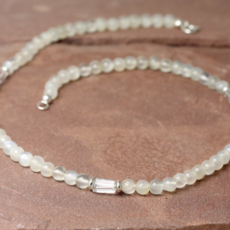 Ketting Basic Maansteen, zilveren ketting met maansteen, maanstenen, handgemaakt door LYAM edelsmeden