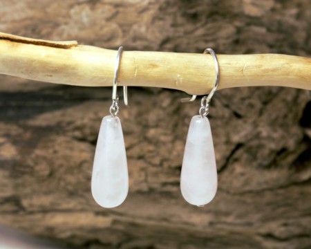 Oorbellen Rozekwarts Glans, zilveren oorhaken, roze edelstenen, edelsteen, handgemaakt door LYAM edelsmeden, edelsmid Joure, Friesland