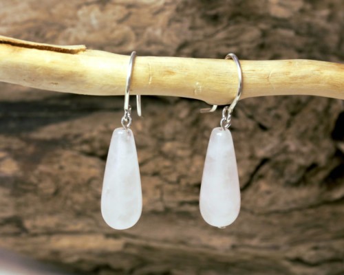 Oorbellen Rozekwarts Glans, zilveren oorhaken, roze edelstenen, edelsteen, handgemaakt door LYAM edelsmeden, edelsmid Joure, Friesland