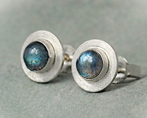 Oorbellen Basic Labradoriet mat, zilveren oorbellen met labradorieten, oorstekers, handgemaakt, mat zilver