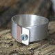 Design-ring aquamarijn en zilver, roodgoud, aquamarijn, lichtblauwe edelsteen, handgemaakt door LYAM edelsmeden